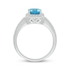 Thumbnail Image 2 of Emerald-Cut Swiss Blue Topaz & White Lab-Created Sapphire Ring Sterling Silver