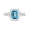 Thumbnail Image 3 of Emerald-Cut Swiss Blue Topaz & White Lab-Created Sapphire Ring Sterling Silver