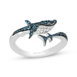 Disney Treasures Finding Nemo &quot;Bruce&quot; London Blue Topaz & Diamond Accent Shark Ring Sterling Silver