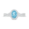 Thumbnail Image 4 of Oval-Cut Swiss Blue Topaz & White Lab-Created Sapphire Twist Ring Sterling Silver