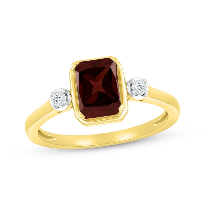 Main Image 1 of Emerald-Cut Garnet & White Lab-Created Sapphire Ring