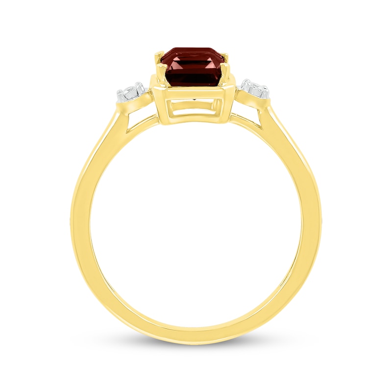 Main Image 3 of Emerald-Cut Garnet & White Lab-Created Sapphire Ring