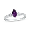 Thumbnail Image 1 of Marquise-Cut Amethyst & White Lab-Created Sapphire Ring 10K White Gold