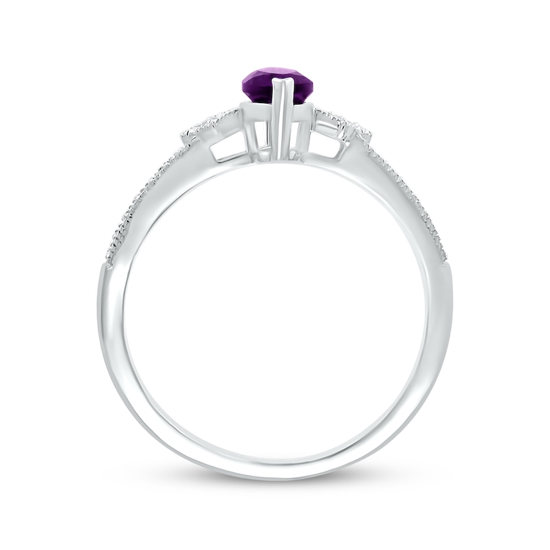 Main Image 2 of Marquise-Cut Amethyst & White Lab-Created Sapphire Ring 10K White Gold