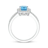 Thumbnail Image 2 of Emerald-Cut Swiss Blue Topaz & White Lab-Created Sapphire Ring Sterling Silver