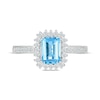 Thumbnail Image 3 of Emerald-Cut Swiss Blue Topaz & White Lab-Created Sapphire Ring Sterling Silver