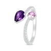 Thumbnail Image 2 of Pear-Shaped Amethyst & Round-Cut Pink Lab-Created Sapphire Bypass Ring Sterling Silver