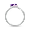 Thumbnail Image 3 of Pear-Shaped Amethyst & Round-Cut Pink Lab-Created Sapphire Bypass Ring Sterling Silver