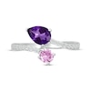 Thumbnail Image 4 of Pear-Shaped Amethyst & Round-Cut Pink Lab-Created Sapphire Bypass Ring Sterling Silver