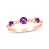 Thumbnail Image 1 of Amethyst Three-Stone Beaded Ring 10K Rose Gold