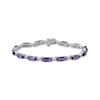 Thumbnail Image 1 of Oval-Cut Amethyst & White Lab-Created Sapphire Twist Link Bracelet Sterling Silver 7.5&quot;