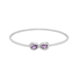 Pear-Shaped Amethyst Open Bangle Bracelet Sterling Silver