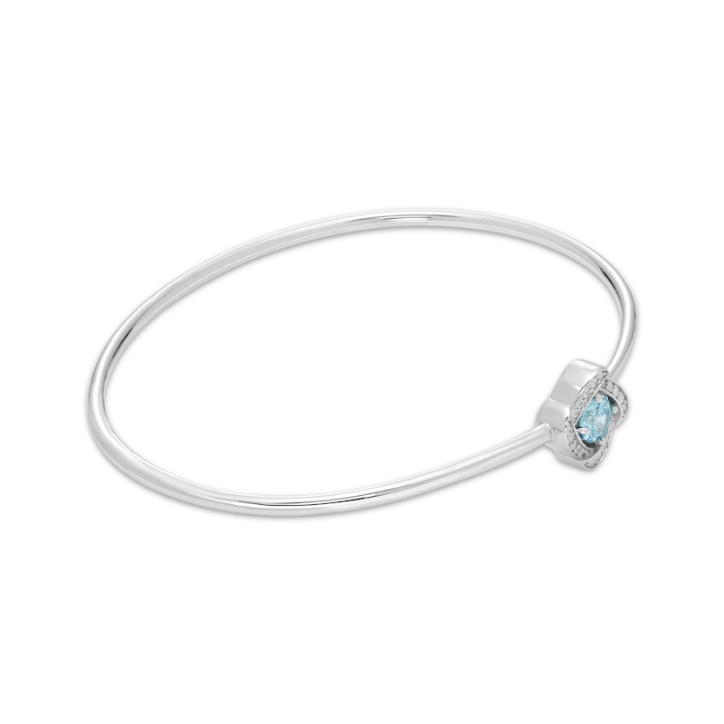 Swiss Blue Topaz & White Lab-Created Sapphire Open Bangle Bracelet Sterling Silver