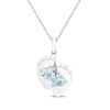 Thumbnail Image 0 of Heart-Shaped Aquamarine Baby Feet Necklace Sterling Silver 18"