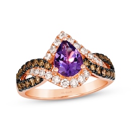 Le Vian Amethyst Ring 3/4 ct tw Diamonds 14K Strawberry Gold