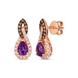 Le Vian Amethyst Drop Earrings 1/2 ct tw Diamonds 14K Strawberry Gold