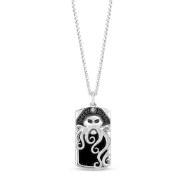 Disney Treasures Pirates of the Caribbean Black Onyx, Black & White Diamond Necklace 1/6 ct tw Sterling Silver 20&quot;