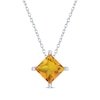 Thumbnail Image 1 of Square-Cut Citrine Solitaire Necklace Sterling Silver 18&quot;