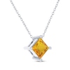 Thumbnail Image 2 of Square-Cut Citrine Solitaire Necklace Sterling Silver 18&quot;