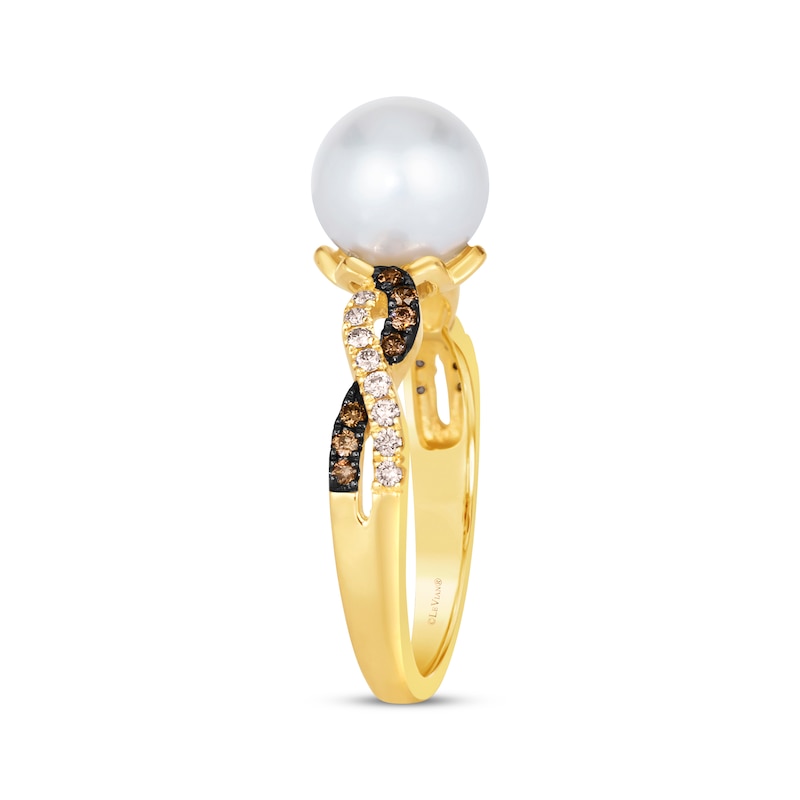 Le Vian Cultured Pearl Ring 1/5 ct tw Diamonds 14K Honey Gold