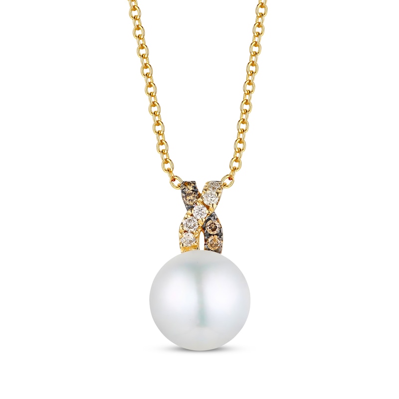 Main Image 1 of Le Vian Cultured Pearl Necklace 1/20 ct tw Diamonds 14K Honey Gold 19&quot;