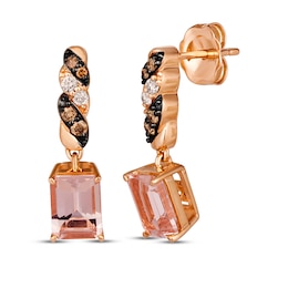 Le Vian Morganite Drop Earrings 1/6 ct tw Diamonds 14K Strawberry Gold
