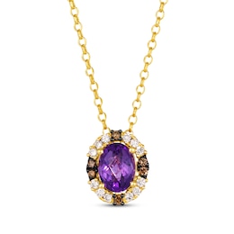 Le Vian Venetian Mosaic Amethyst Necklace 1/5 ct tw Diamonds 14K Honey Gold 19&quot;