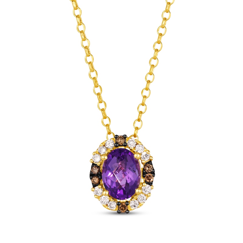 Main Image 1 of Le Vian Venetian Mosaic Amethyst Necklace 1/5 ct tw Diamonds 14K Honey Gold 19&quot;