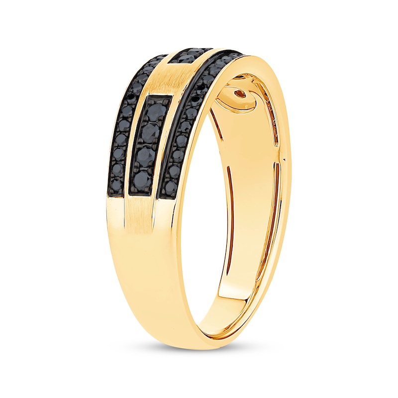 Main Image 2 of Men's Black Wedding Band 1/2 ct tw 10K Yellow Gold