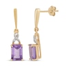 Thumbnail Image 1 of Emerald-Cut Amethyst & Diamond Accent Twist Ribbon Drop Earrings 10K Yellow Gold