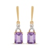 Thumbnail Image 2 of Emerald-Cut Amethyst & Diamond Accent Twist Ribbon Drop Earrings 10K Yellow Gold