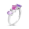 Thumbnail Image 2 of Multi-Shape Amethyst, Pink Quartz, Pink & White Lab-Created Sapphire Ring Sterling Silver