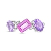 Thumbnail Image 3 of Multi-Shape Amethyst, Pink Quartz, Pink & White Lab-Created Sapphire Ring Sterling Silver