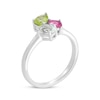 Thumbnail Image 2 of Pear-Shaped Peridot, Cushion-Cut Pink Tourmaline & Oval-Cut Green Quartz Ring Sterling Silver