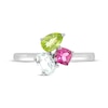 Thumbnail Image 3 of Pear-Shaped Peridot, Cushion-Cut Pink Tourmaline & Oval-Cut Green Quartz Ring Sterling Silver