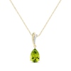 Thumbnail Image 1 of Pear-Shaped Peridot & Diamond Accent Necklace 10K Yellow Gold 18&quot;