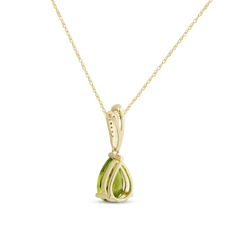 Main Image 3 of Pear-Shaped Peridot & Diamond Accent Necklace 10K Yellow Gold 18&quot;