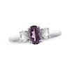 Thumbnail Image 0 of Oval-Cut Amethyst & White Lab-Created Sapphire Three-Stone Ring Sterling Silver