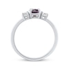 Thumbnail Image 2 of Oval-Cut Amethyst & White Lab-Created Sapphire Three-Stone Ring Sterling Silver