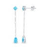 Thumbnail Image 0 of Square-Cut & Pear-Shaped Swiss Blue Topaz Drop Earrings Sterling Silver