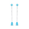 Thumbnail Image 1 of Square-Cut & Pear-Shaped Swiss Blue Topaz Drop Earrings Sterling Silver