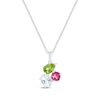 Thumbnail Image 1 of Pear-Shaped Peridot, Oval-Cut Green Quartz & Cushion-Cut Pink Tourmaline Necklace Sterling Silver 18&quot;