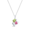 Thumbnail Image 2 of Pear-Shaped Peridot, Oval-Cut Green Quartz & Cushion-Cut Pink Tourmaline Necklace Sterling Silver 18&quot;