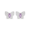 Thumbnail Image 2 of Marquise-Cut Amethyst & White Lab-Created Sapphire Butterfly Stud Earrings Sterling Silver