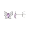 Thumbnail Image 3 of Marquise-Cut Amethyst & White Lab-Created Sapphire Butterfly Stud Earrings Sterling Silver