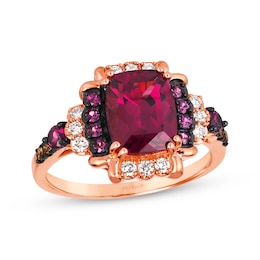 Le Vian Venetian Color on Color Rhodolite Garnet Ring 1/5 ct tw Diamonds 14K Strawberry Gold