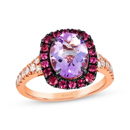 Le Vian Venetian Color on Color Pink Quartz & Rhodolite Garnet Ring 1/3 ct tw Diamonds 14K Strawberry Gold