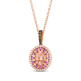 Le Vian Venetian Color on Color Morganite & Pink Sapphire Necklace 1/3 ct tw Diamonds 14K Strawberry Gold 19&quot;