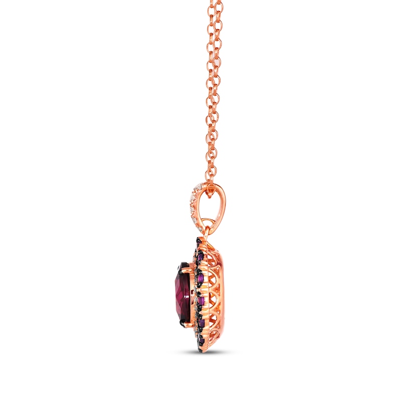 Le Vian Venetian Color on Color Rhodolite Garnet & Amethyst Necklace 1/4 ct tw Diamonds 14K Strawberry Gold 19"