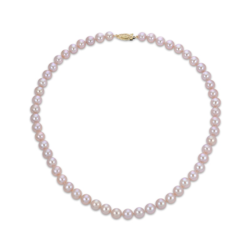 Main Image 1 of Pink Cultured Pearl Strand 10K Yellow Gold 18&quot;